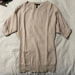 Tan longer BCBG sweater. Perfect for layering and holidays.
